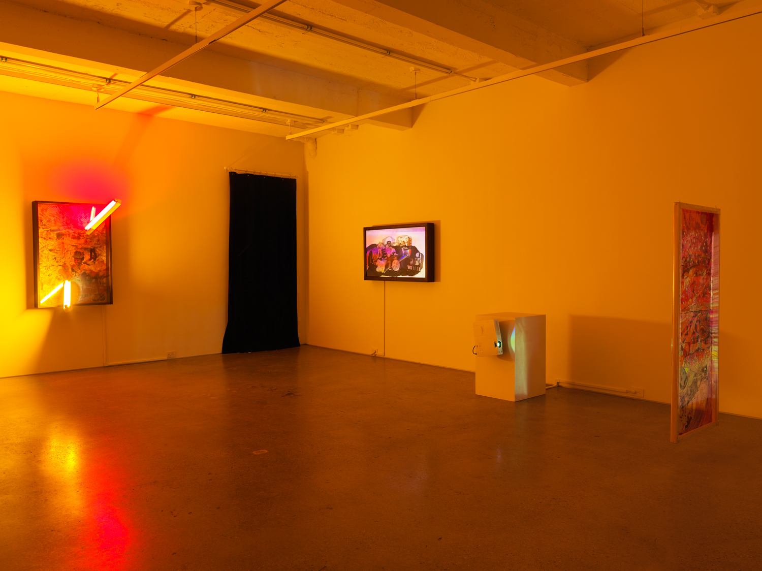 Installation view, Jibade-Khalil Huffman: Total Running Time, Magenta Plains, New York, NY, 2020.