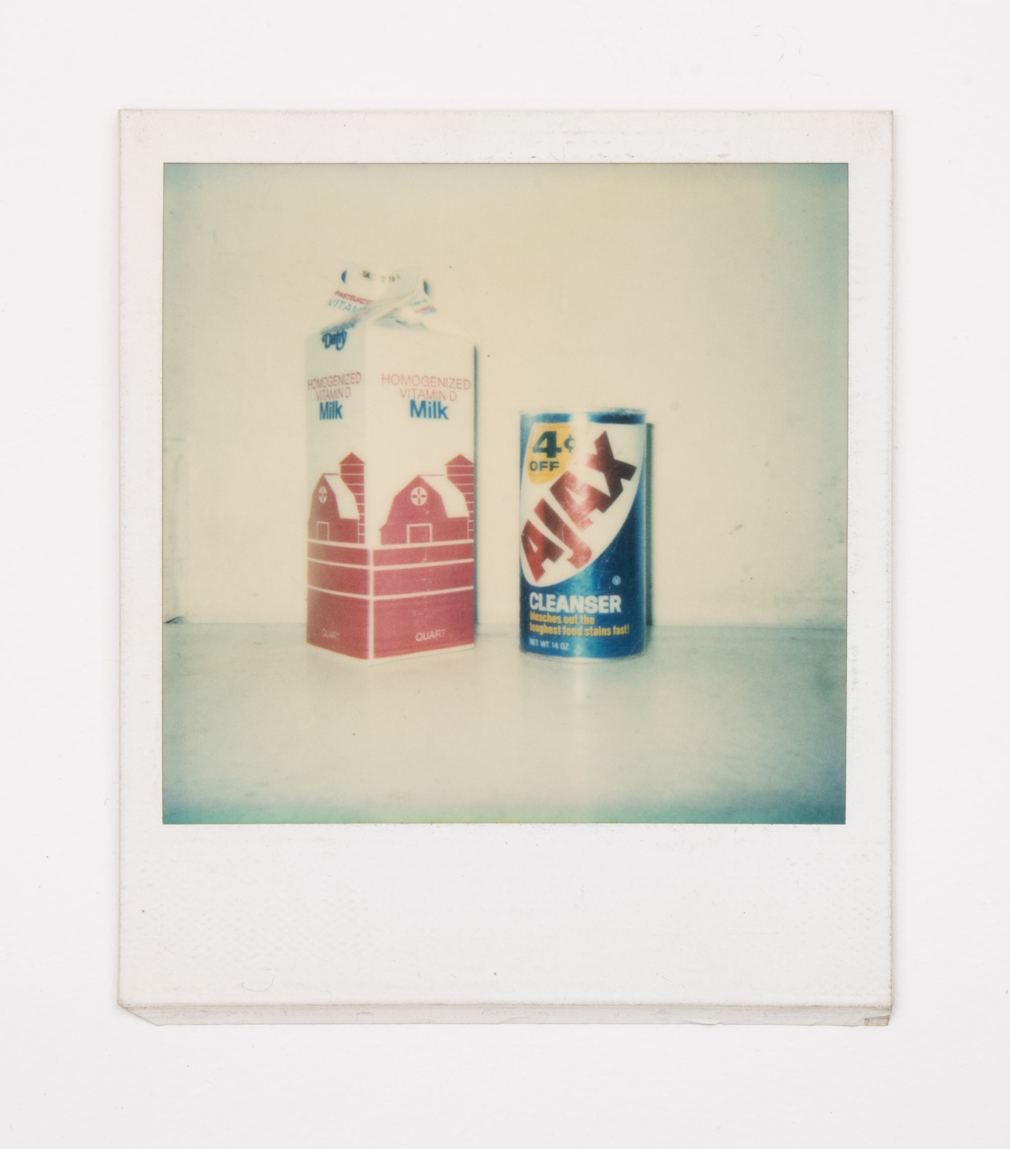 Barbara Ess, Milk and Ajax, 1978, Positive - Negative Polaroid, Unframed: 4 1/8 x 3 1/2 in., Framed: 11 x 9 x 1 1/2 in.