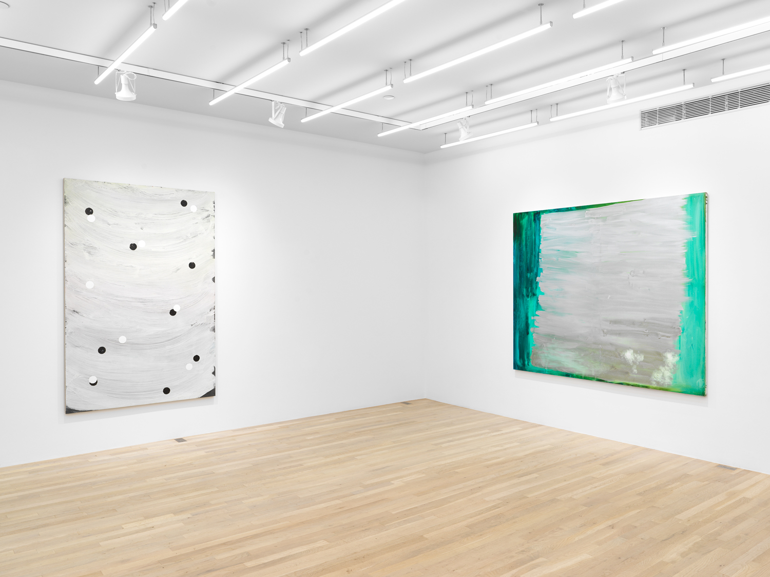 Installation view, Viewing Room I: Alex Kwartler, Tiril Hasselknippe, Jane Swavely, Magenta Plains, New York, NY 2023.