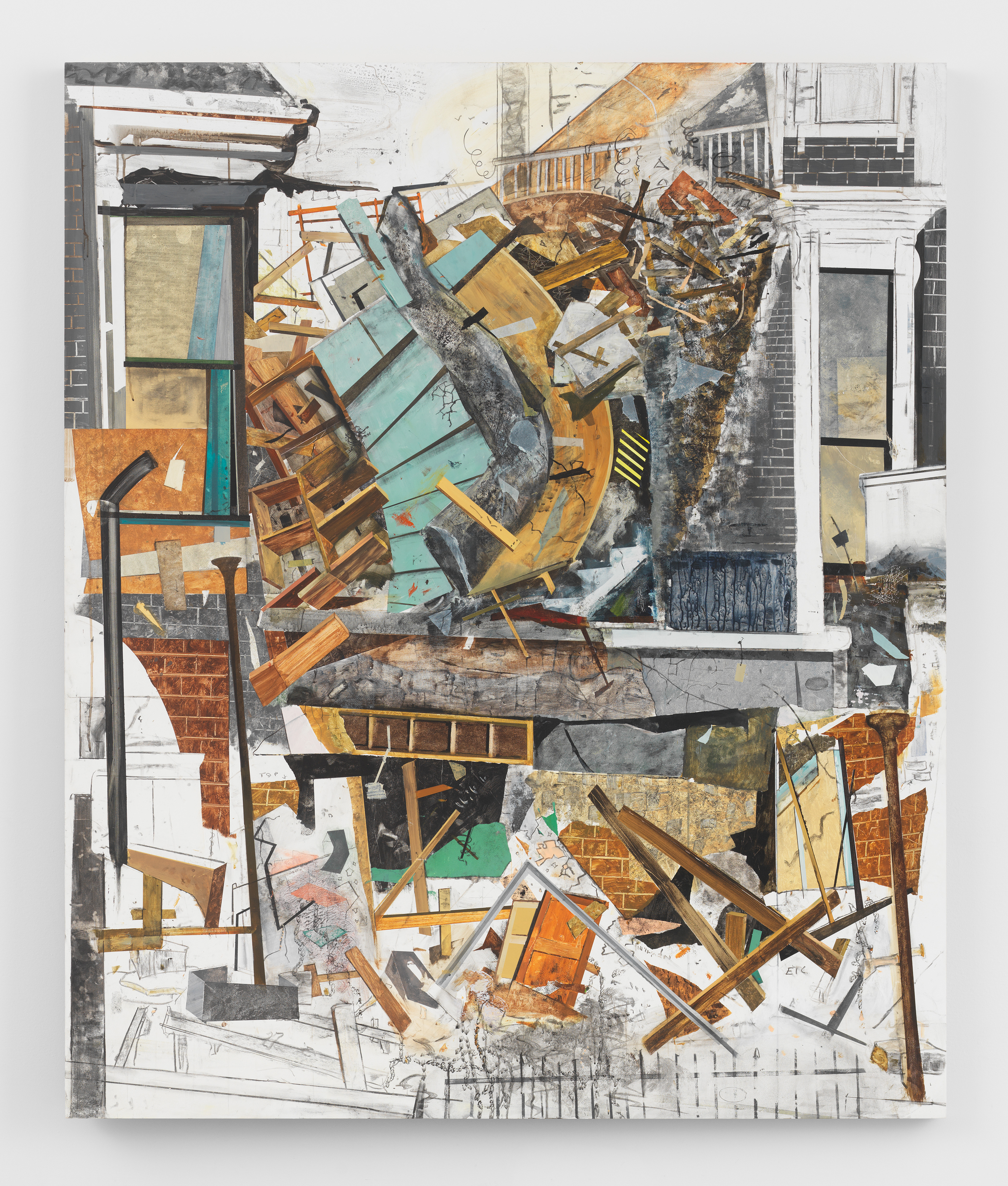 William Wegman, Renovation, 2022, Acrylic and charcoal on wood panel, 72 x 60 in.