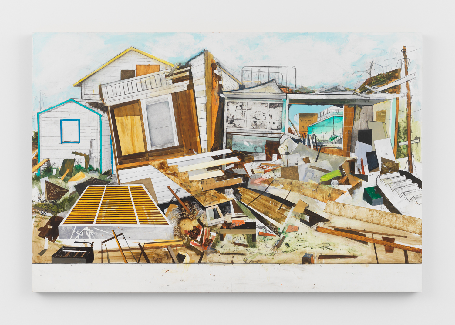 William Wegman, Condo, 2021, Acrylic and charcoal on wood panel 48 3/4 x 72 in.
