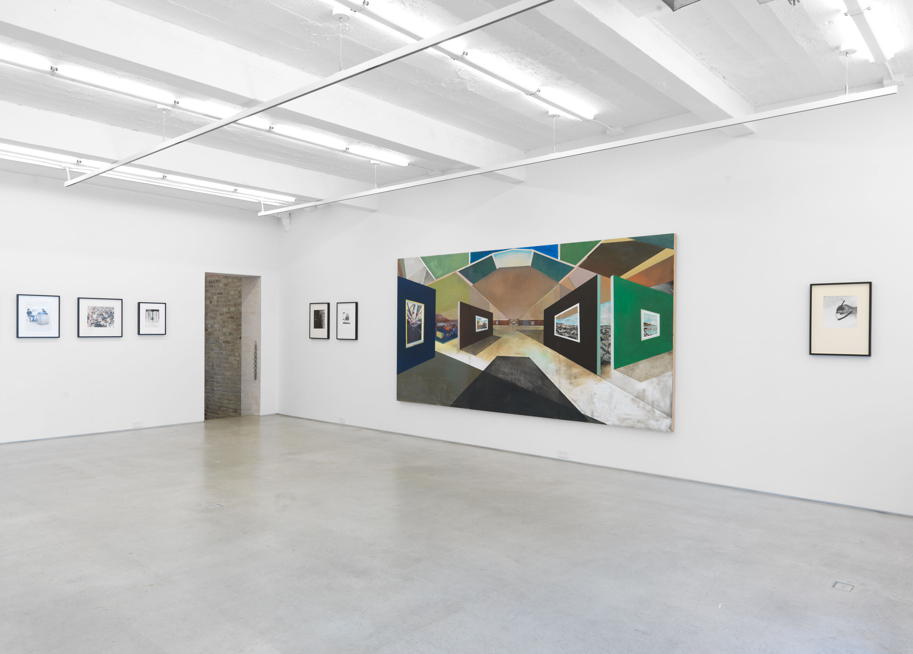 Installation view, William Wegman: Postcard Paintings, Magenta Plains, New York, NY, 2016