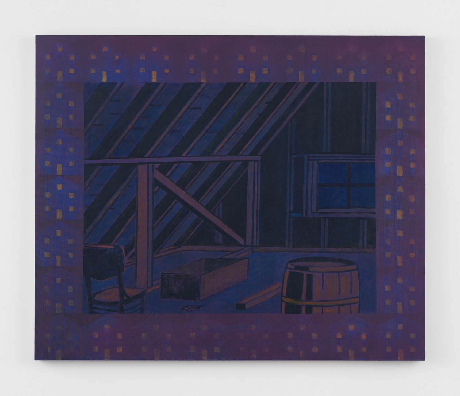 Zach Bruder, Attic, 2023, Acrylic and Flashe on linen, 60 x 72 in.