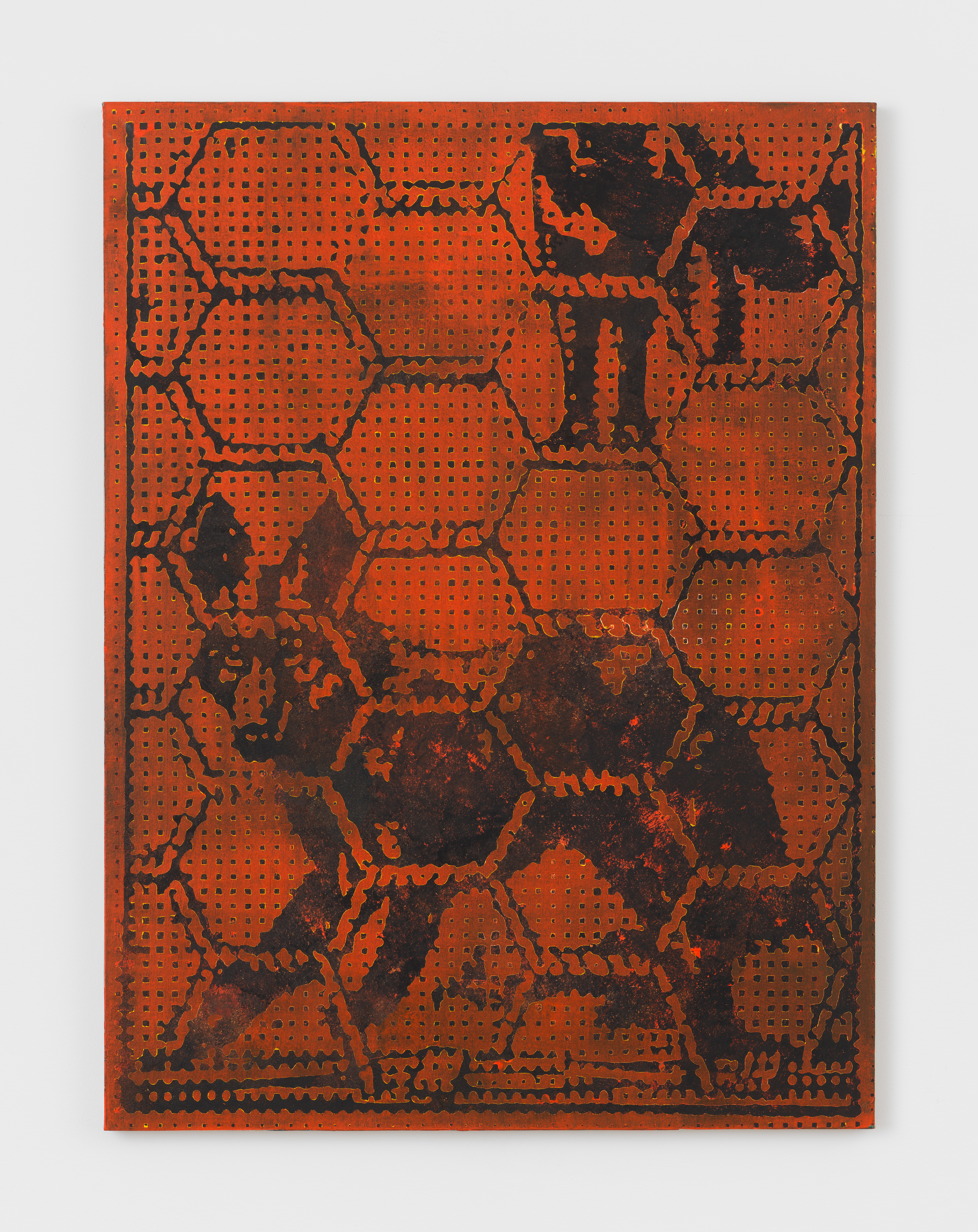 Zach Bruder, Reports, 2024, Acrylic and Flashe on linen over panel, 40 x 30 in.